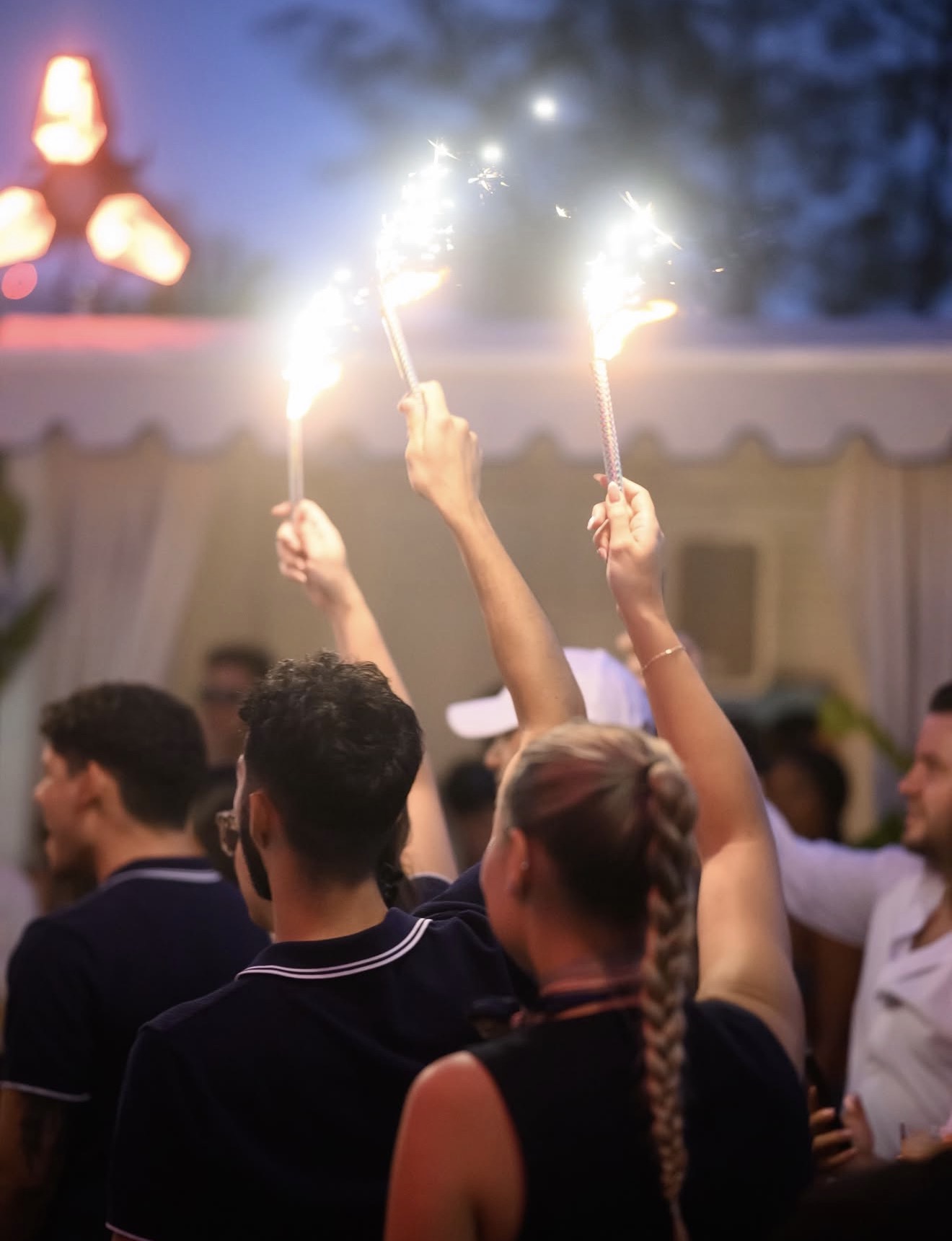 Bagatelle Miami Run VIP bottle service cabana white drapes Miami River sunset skyline dusk
